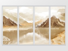 大理石纹山水风景移门