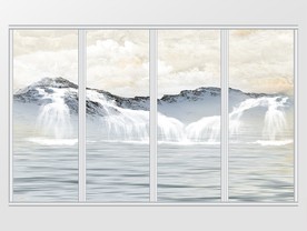 大理石纹山水风景移门