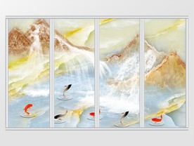 大理石纹山水风景移门