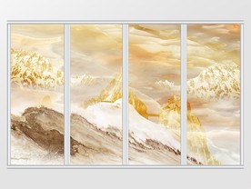 大理石纹山水风景移门