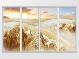 大理石纹山水风景移门