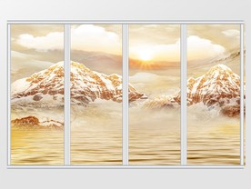 大理石纹山水风景移门