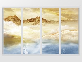 大理石纹山水风景移门