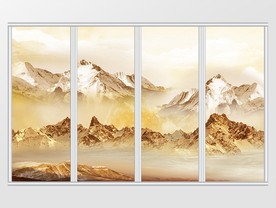 大理石纹山水风景移门