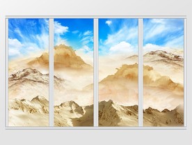 大理石纹山水风景移门