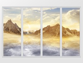 大理石纹山水风景移门