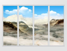 大理石纹山水风景移门