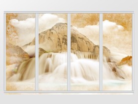 大理石纹山水瀑布移门