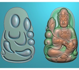 双面莲花观音大势至菩萨精雕图