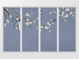 新中式手绘温馨花鸟移门