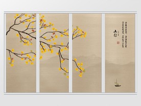 手绘工笔花鸟移门