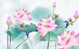荷花背景墙