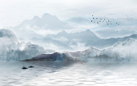 新中式山水背景墙