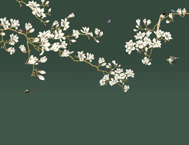 玉兰花鸟背景墙