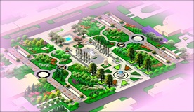 休闲游园 小区局部效果图