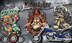 摩托车印花图案金属工装背景