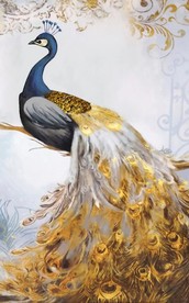 油画孔雀玄关屏风背景底纹素材