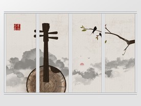 中式简约宁静致远移门