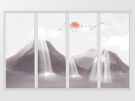 新中式山水意境风景移门