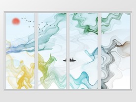 新中式彩色山水移门