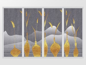 现代花瓶花卉移门