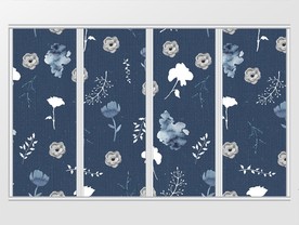 复古布纹手绘小花朵移门