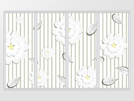 简约大气白色花朵移门