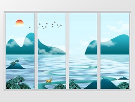 新中式唯美山水移门