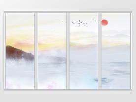 新中式山水意境风景移门