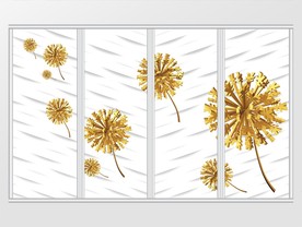 现代金色花瓣花朵淡雅移门