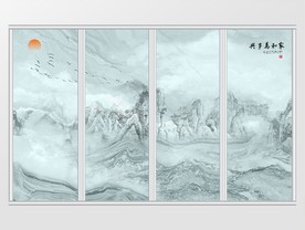 家和万事兴大理石山水移门