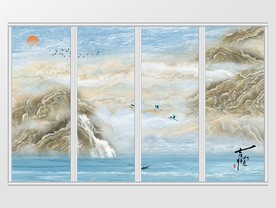 吉祥如意大理石山水移门