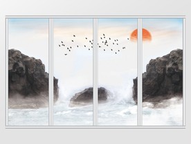 大理石纹山水移门