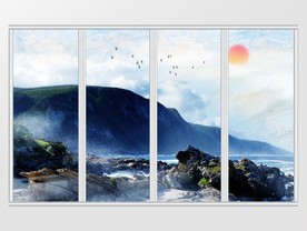 大理石纹山水移门