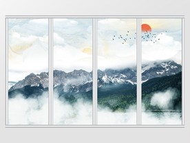 大理石纹山水移门