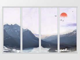 大理石纹山水移门