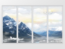 大理石纹山水移门