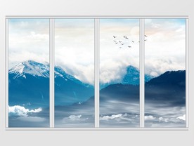 大理石纹山水移门