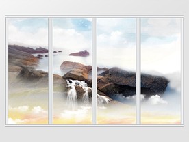 大理石纹山水移门
