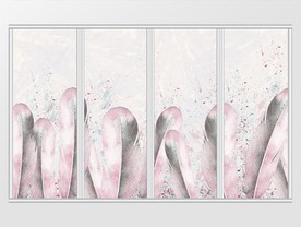 现代简约抽象水彩羽毛移门