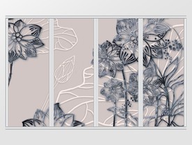 立体素雅风荷移门