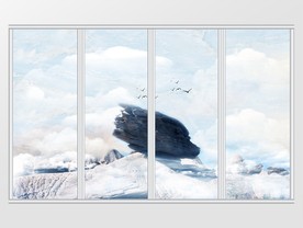 大理石纹山水移门