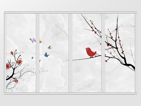 简约鸟语花香移门