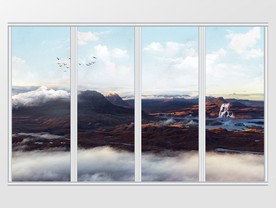 大理石纹山水天空移门