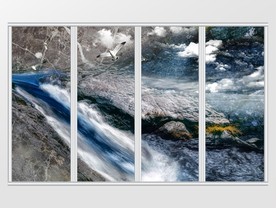 大气流水岩石移门