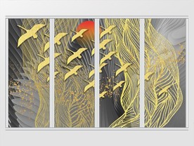 现代简约金色飞鸟移门