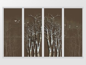 现代简约抽象手绘树林移门