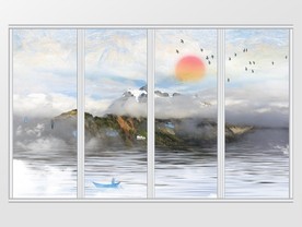 大理石纹山水移门