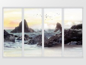 大理石纹山水移门