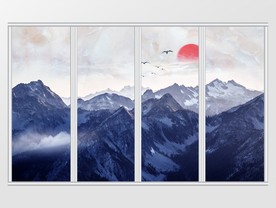 大理石纹山水移门